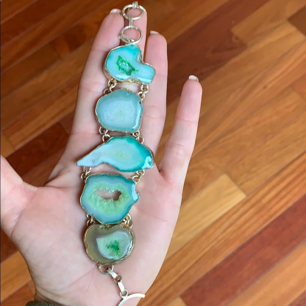 Rainbow Quartz and Silver bracelet